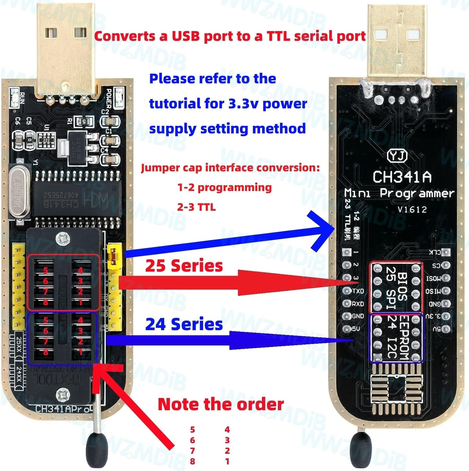 CH341A EEPROM BIOS Programmer SPI I2C + SOIC8 SOP8 Clip + SOP8 SOP16 Conversion