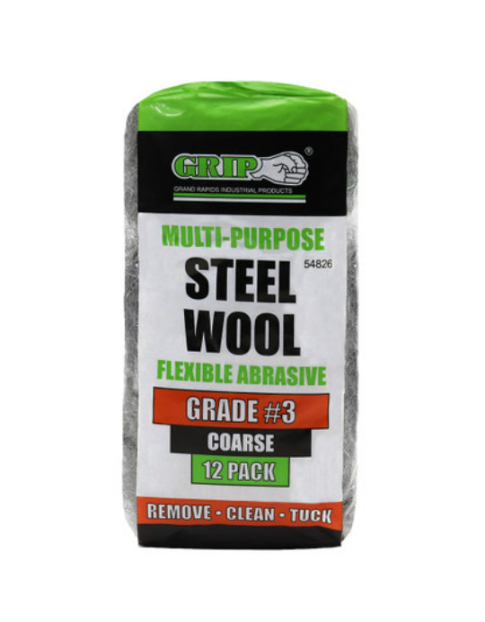 Grip on Tools 54826 #3 Steel Wool Pad Set, 12 Piece