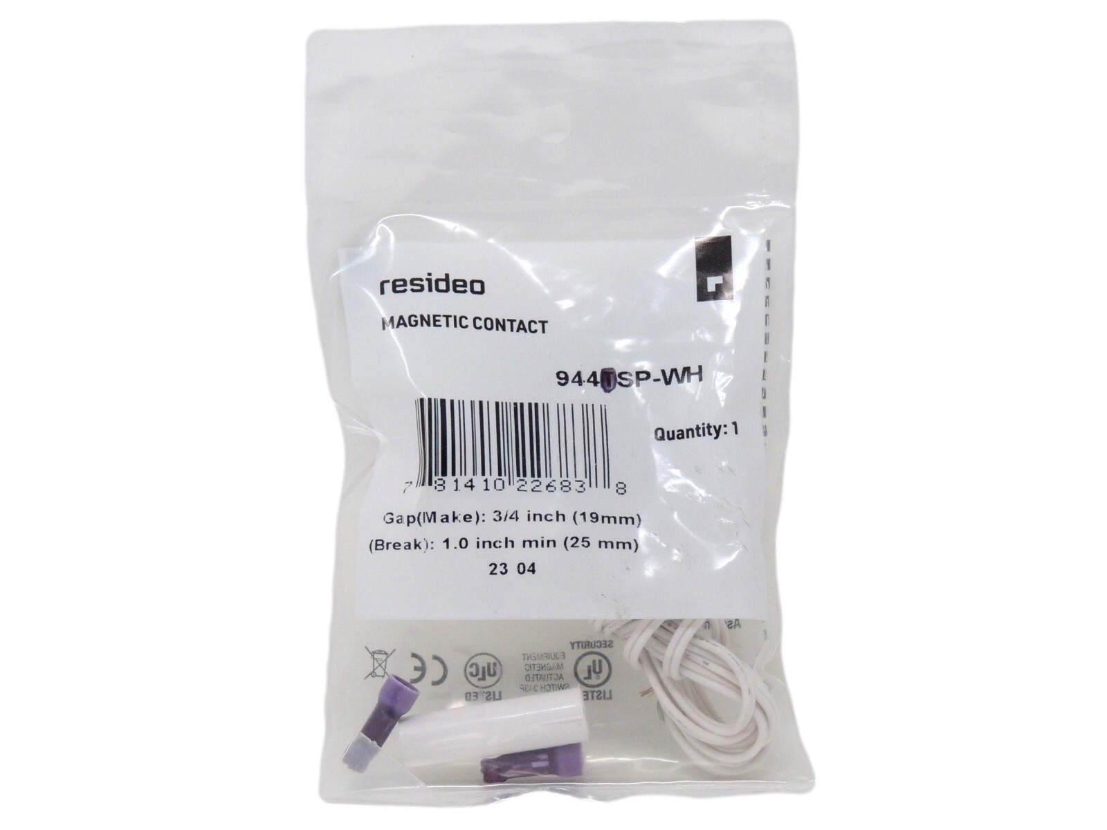 HONEYWELL RESIDEO 944SP-WH MAGNETIC DOOR CONTACT WITH WIRE AND CRIMP CONNECTORS