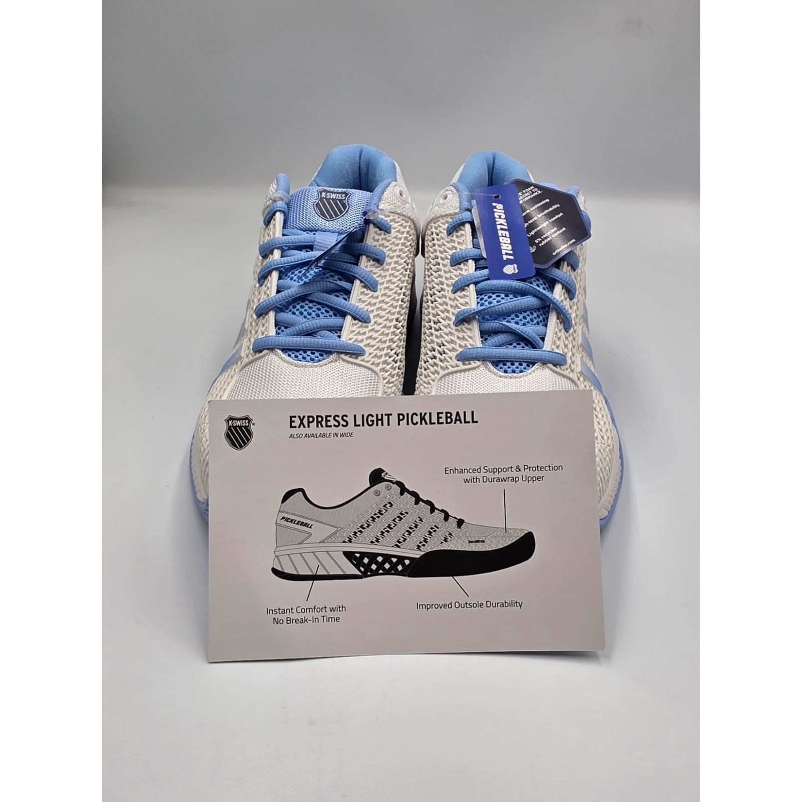 K-Swiss Express Light Pickleball Shoes Women’s Size 11 White Blue Ortholite Dura