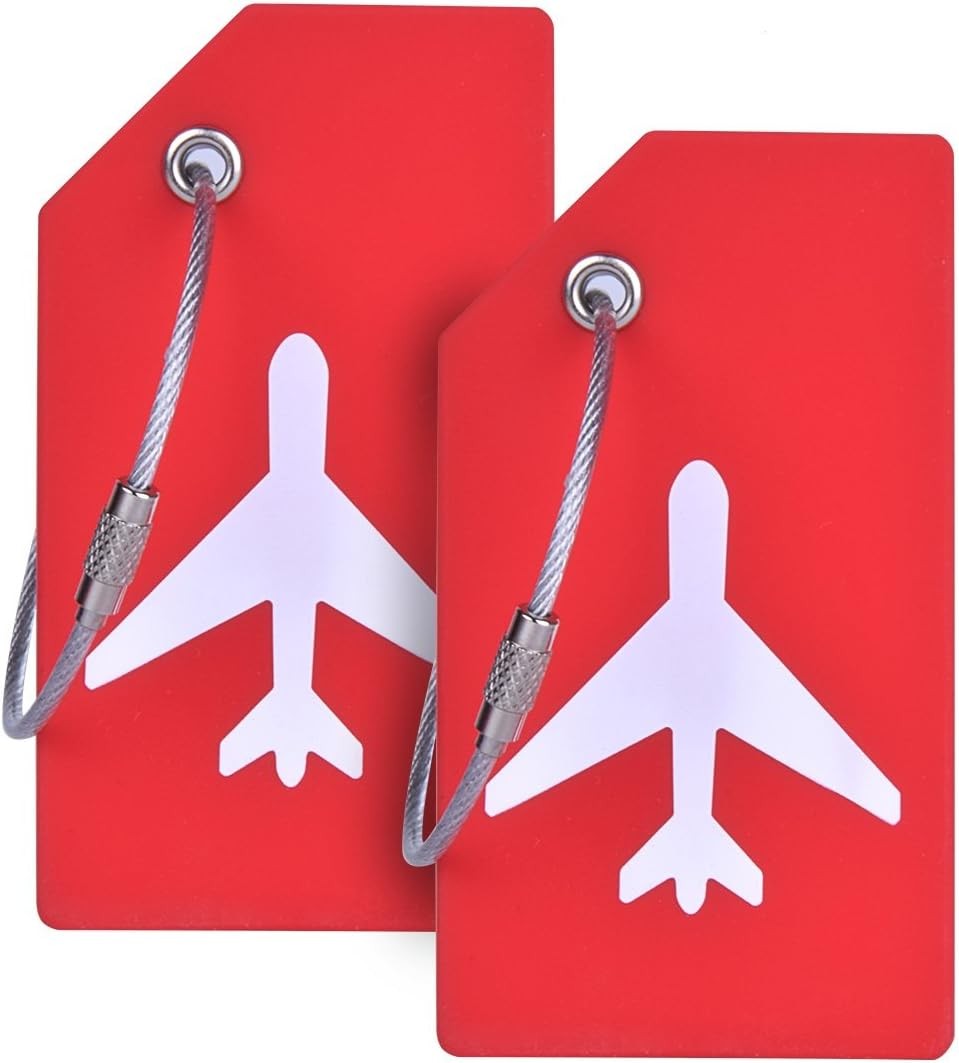 Silicone Luggage Tag with Name ID Card Perfect to Quickly Spot Red
