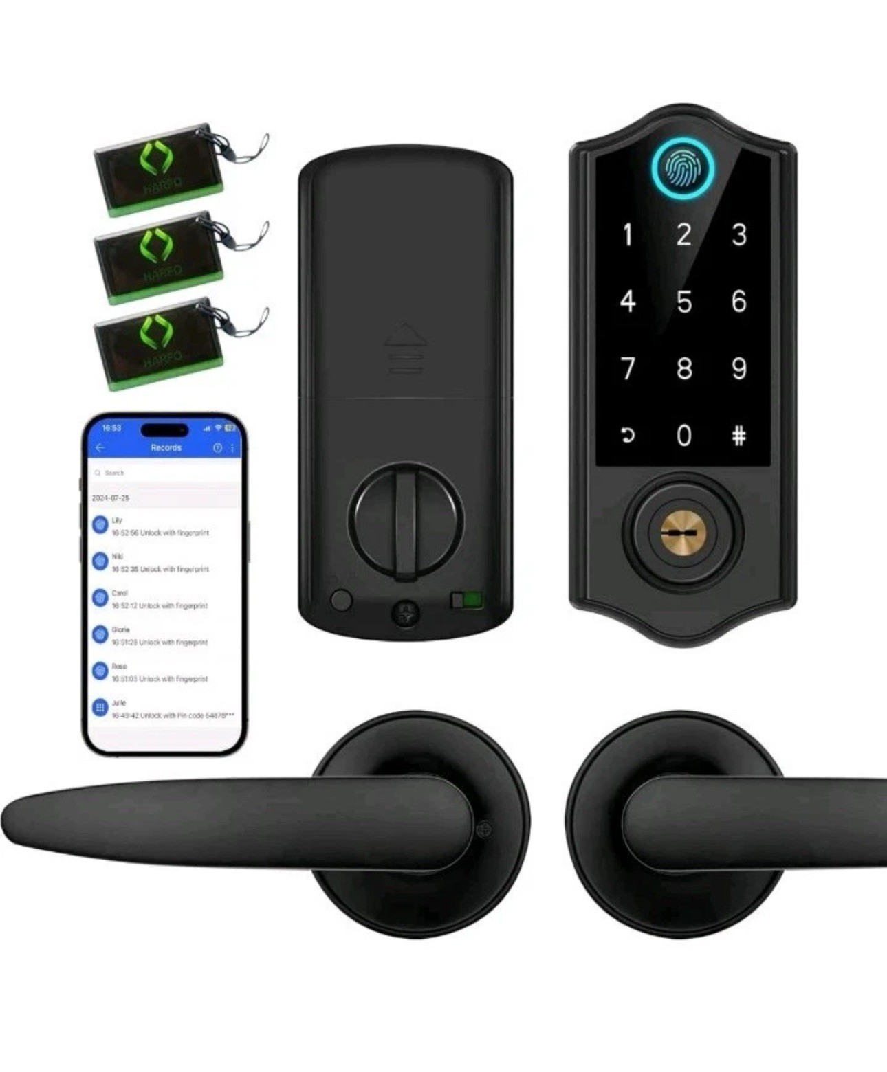 Harfo Smart Door Lock Set - Fingerprint & App Control Biometric Deadbolt