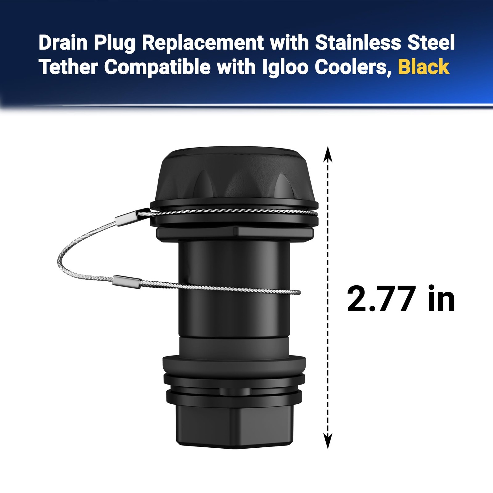 Drain Plug Replacement with Stainless Steel Tether Compatible with Igloo BMX,