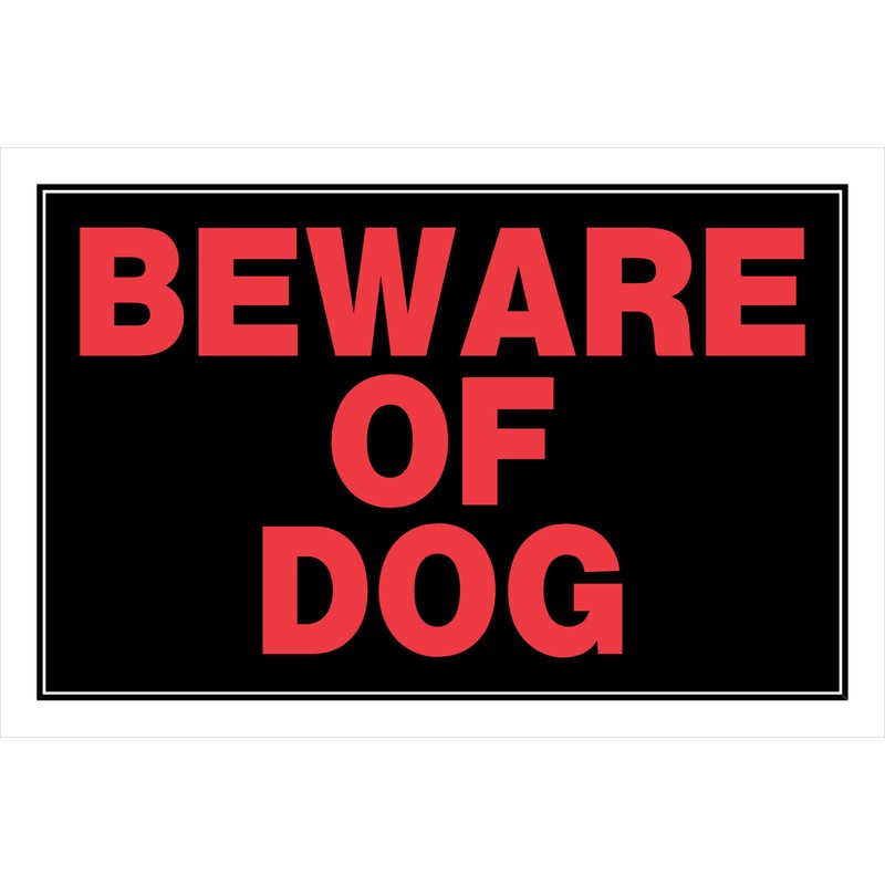 Hillman English Black Beware Sign 8 in. H X 12 in. W (6-PACK)