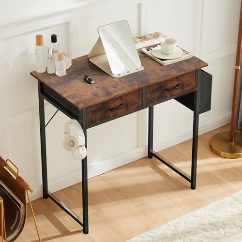 32" Home Office Computer Desk with Drawers, Small Gaming Writing Table, Storage