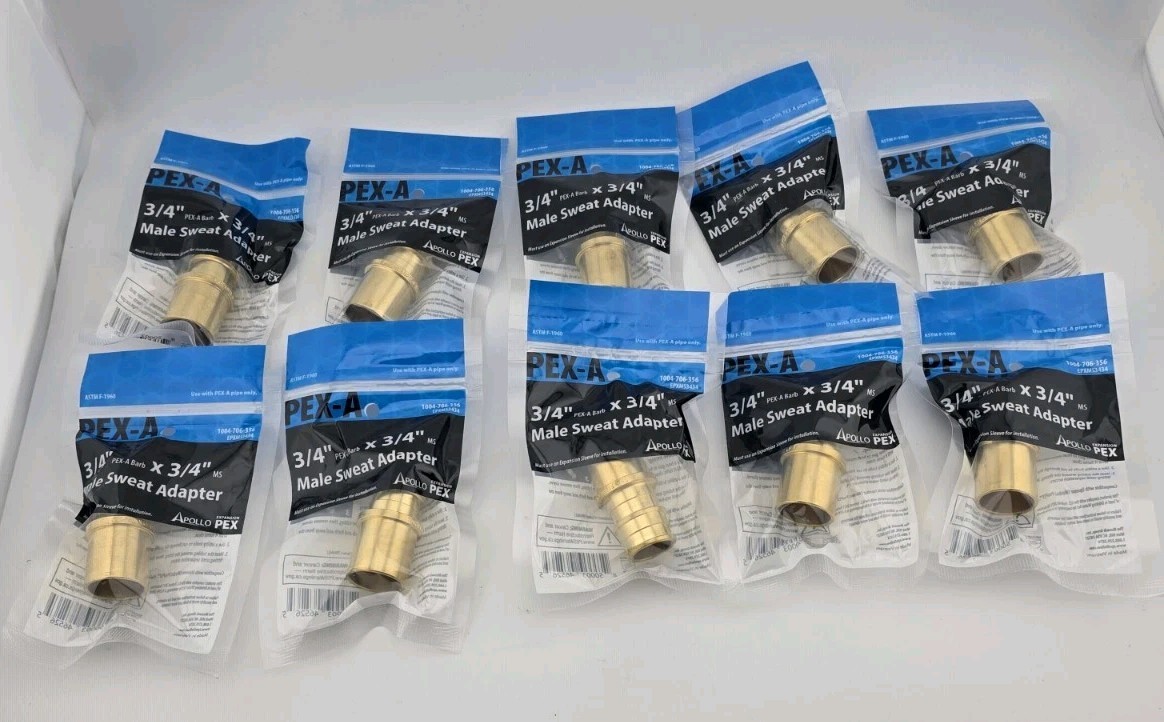 Lot of 10 Apollo Brass PEX-A 3/4" x 3/4" Male Sweat Adapter  EPXMS3434