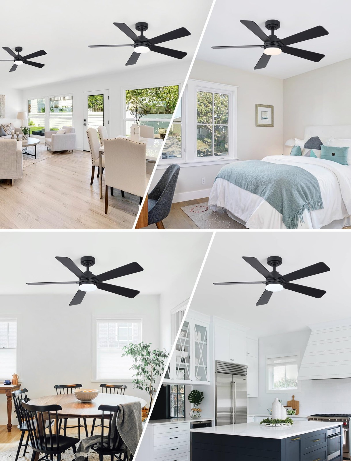 Dolavast 48 Inch Ceiling Fan with Lights and Remote, Downrod Mount, Sloped Ce...