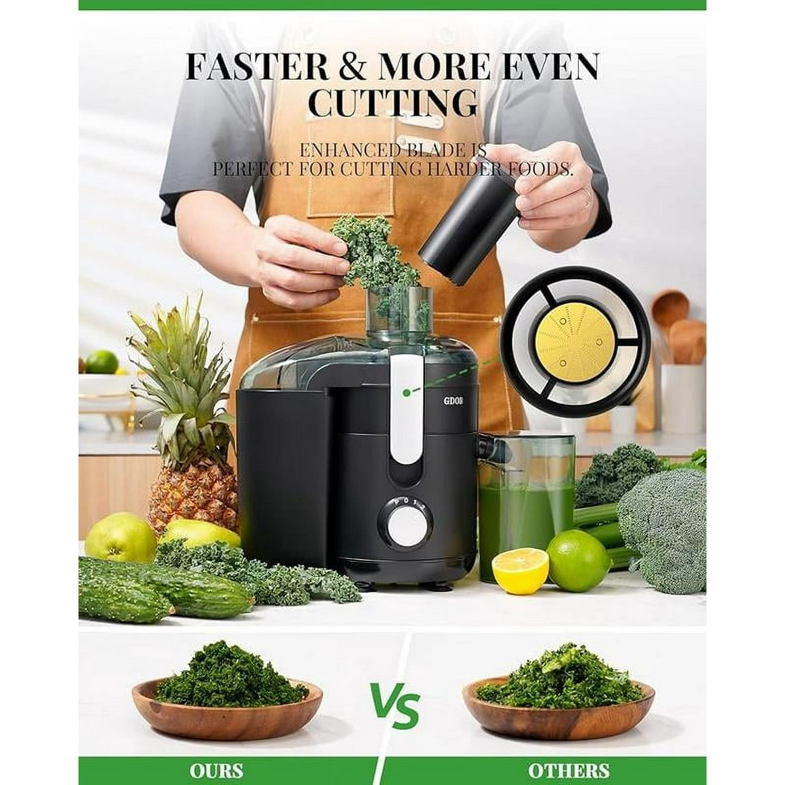 Juicer with Titanium Enhanced Cut Disc Dual Speeds Centrifugal Extractor Machine