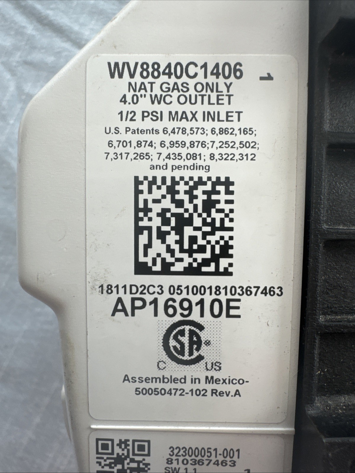 Honeywell WV 8840C1406 Natural Gas Valve Excellent Condition