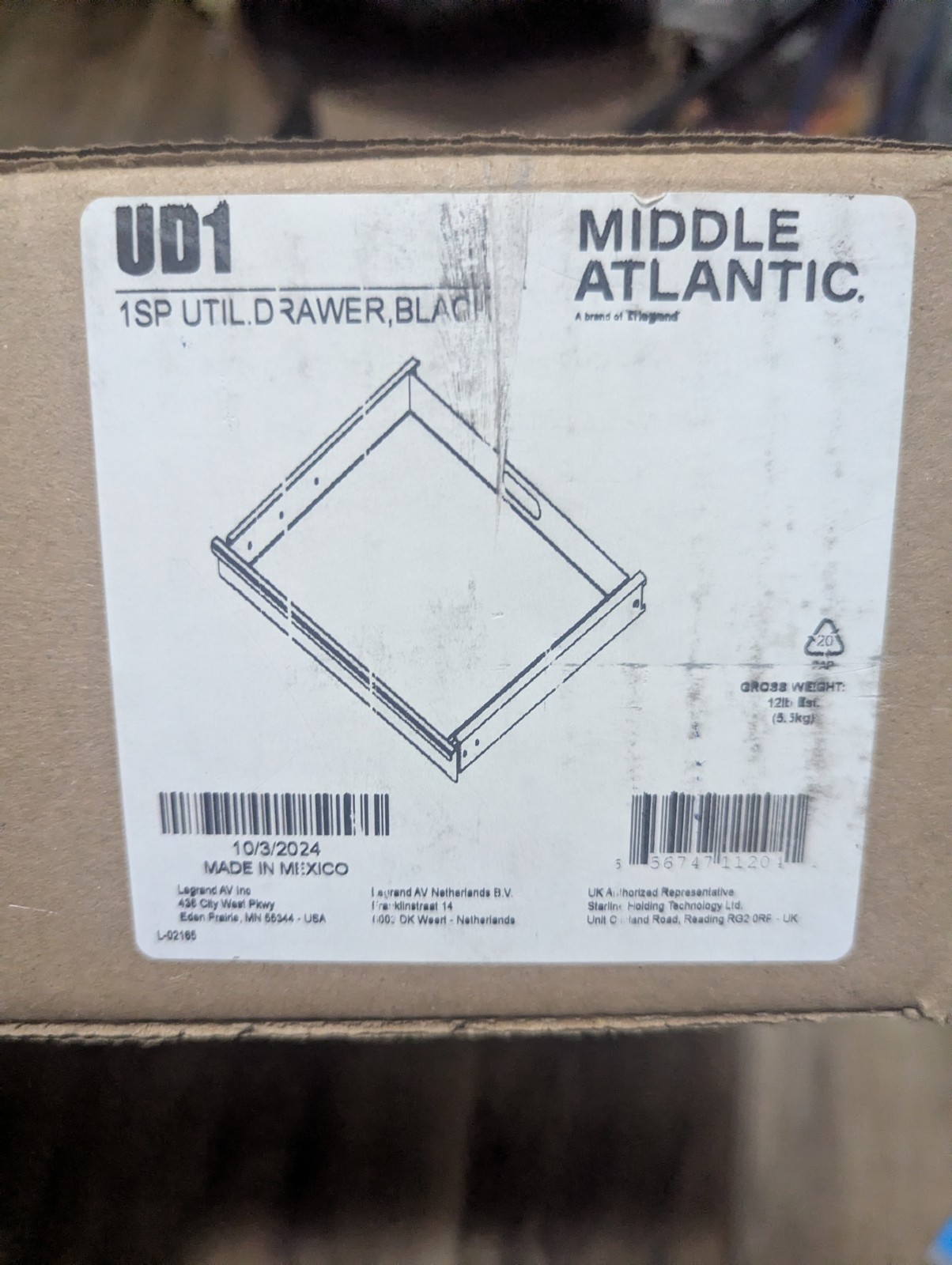 NEW Middle Atlantic UD1 1SP UTILITY DRAWER,BLACK