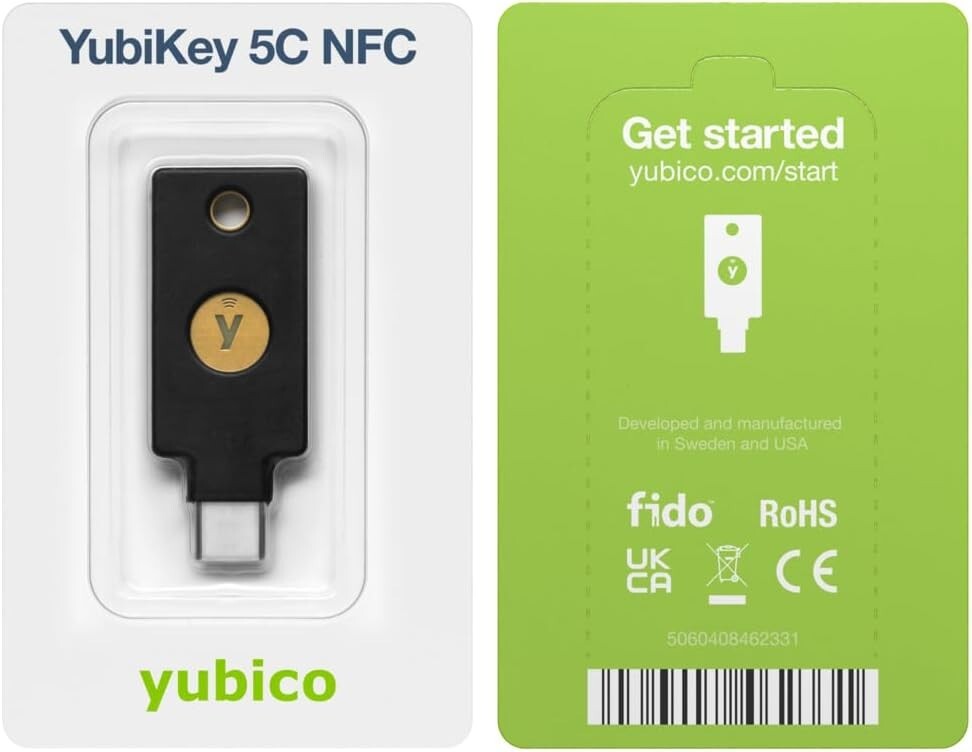 Portable YubiKey 5C NFC - Trusted 2FA Security for Mobile & Desktop Devices