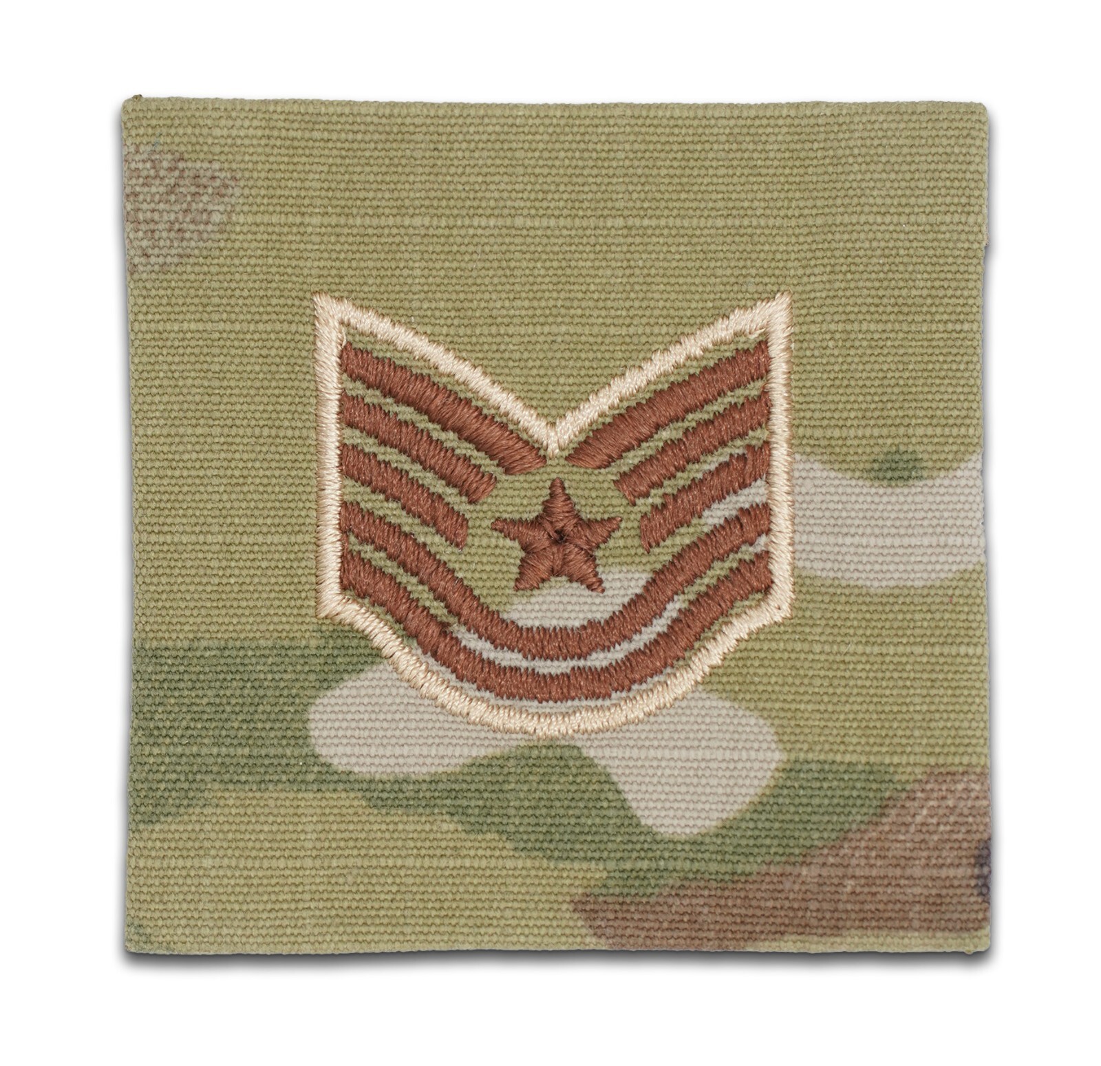 US Air Force E6 Technical Sergeant 2x2 OCP Spice Brown Sew On Rank (each)