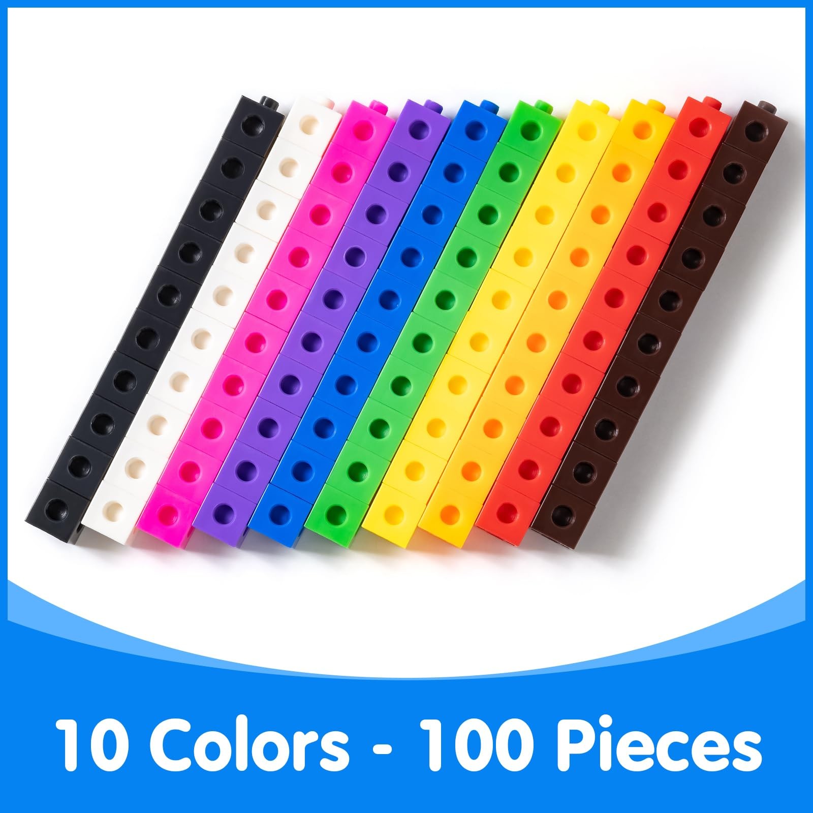 100 Pcs Math Linking Cubes with 384 Cartoon Stickers - STEM Counting Cubes & ...