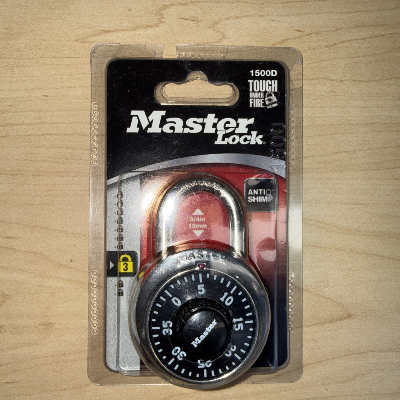 Master Lock Padlock 1500D Preset Combination Stainless Steel Anti Shim Black