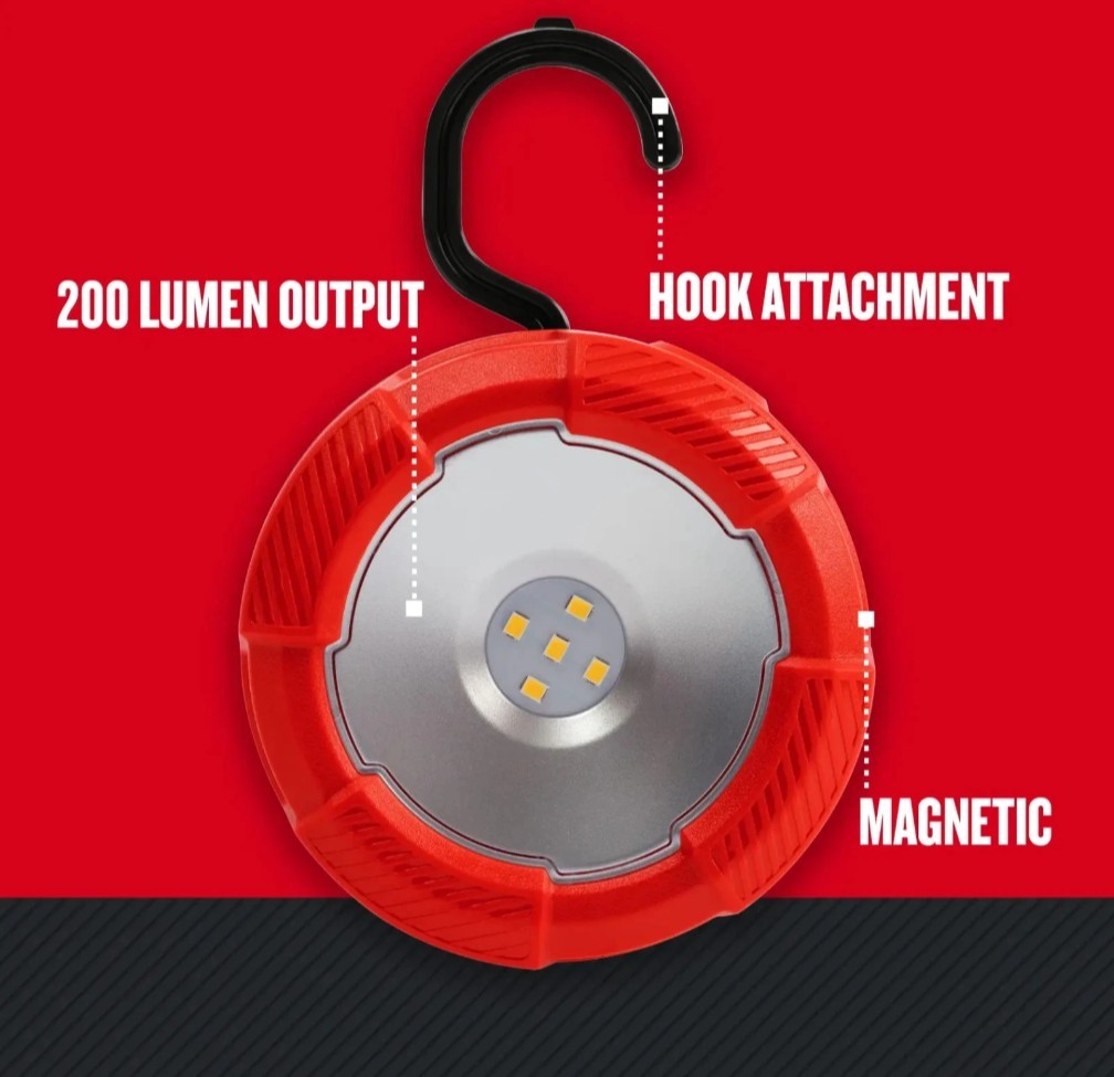 Craftsman Red Battery Powered LED Magnetic Puck Light CMST98187