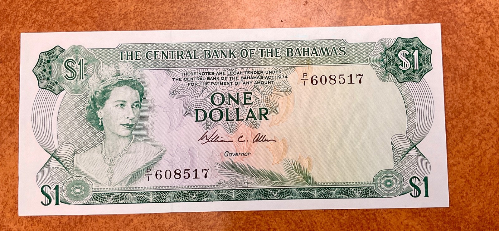 1974 BAHAMAS $1 P35b  Gem UNC Coral Reef fish