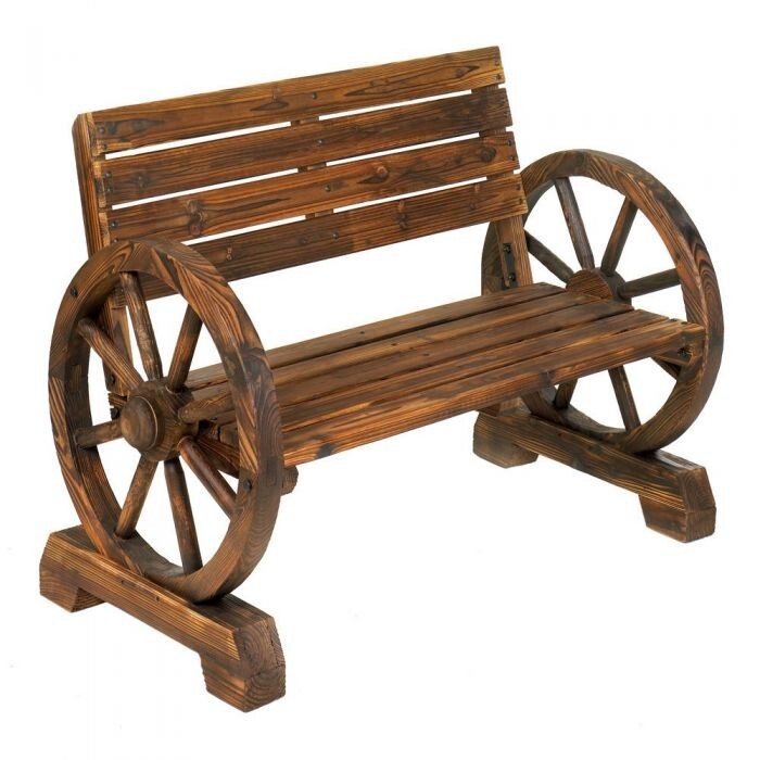 Brand New Brown Wagon Wheel Bench