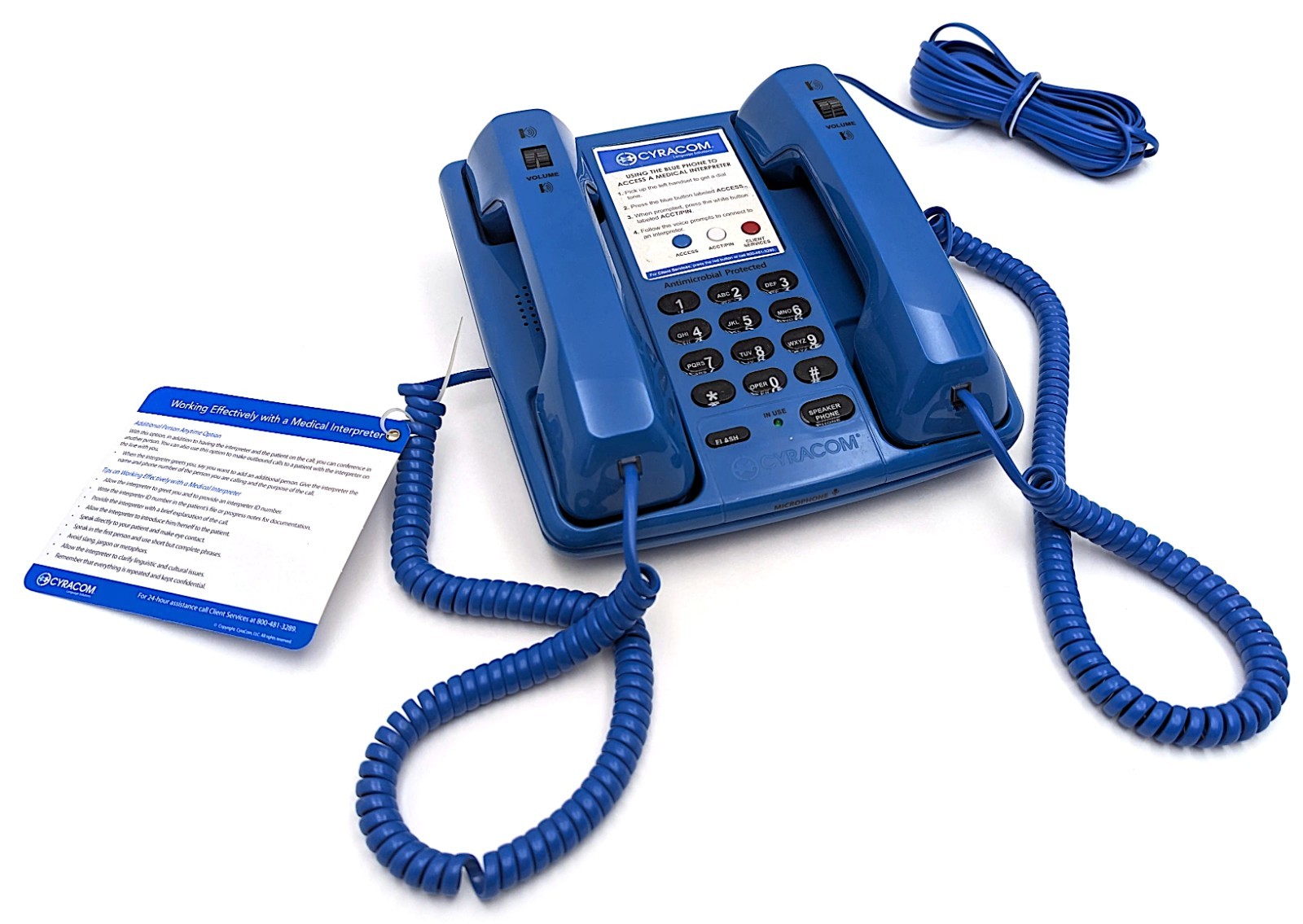 Cyracom VT-801 Dual Handset Blue Medical Phone w/ Over-the-Phone Translation NWT