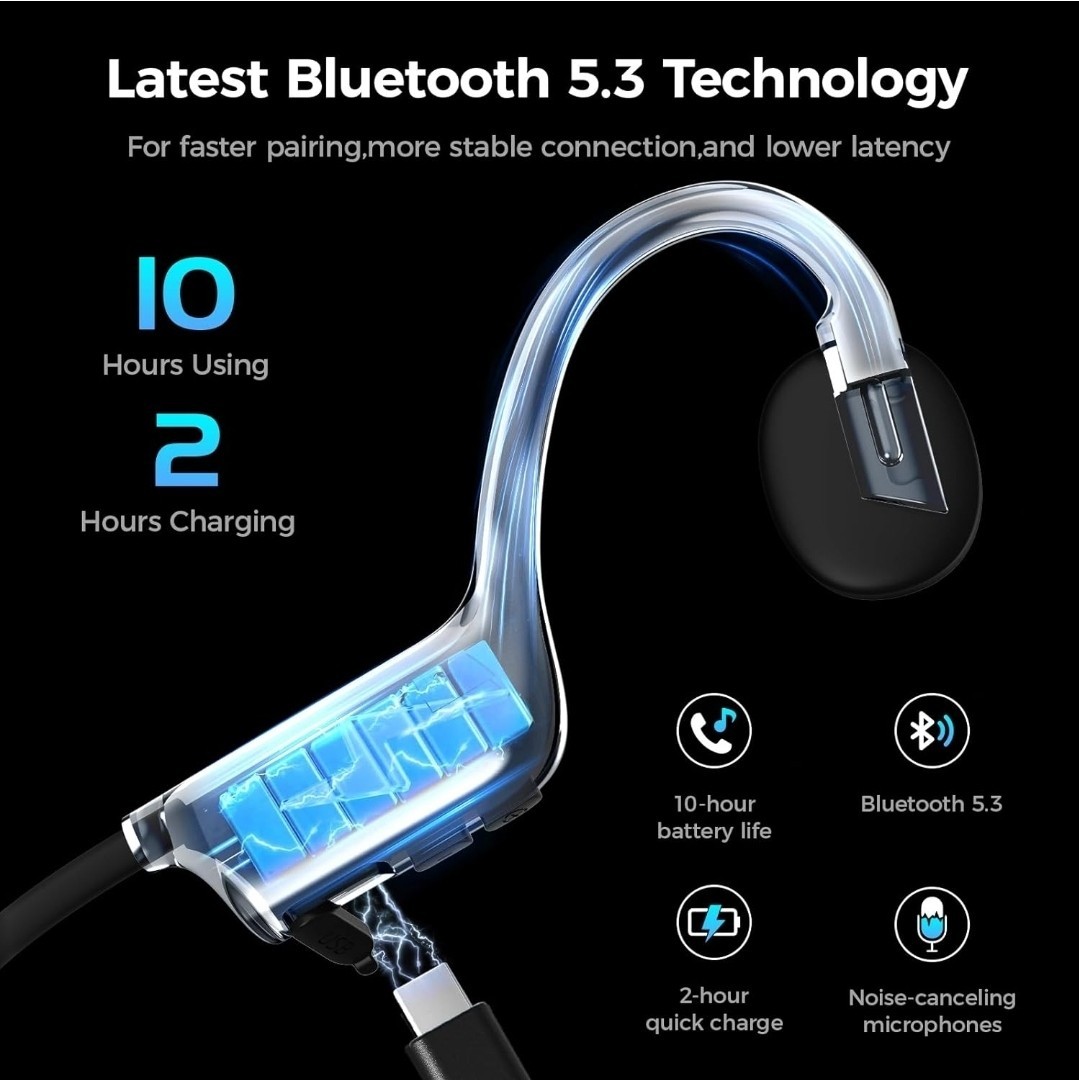 Ogogrs Bone Conduction Wireless Bluetooth Headphones, Noise Cancellation