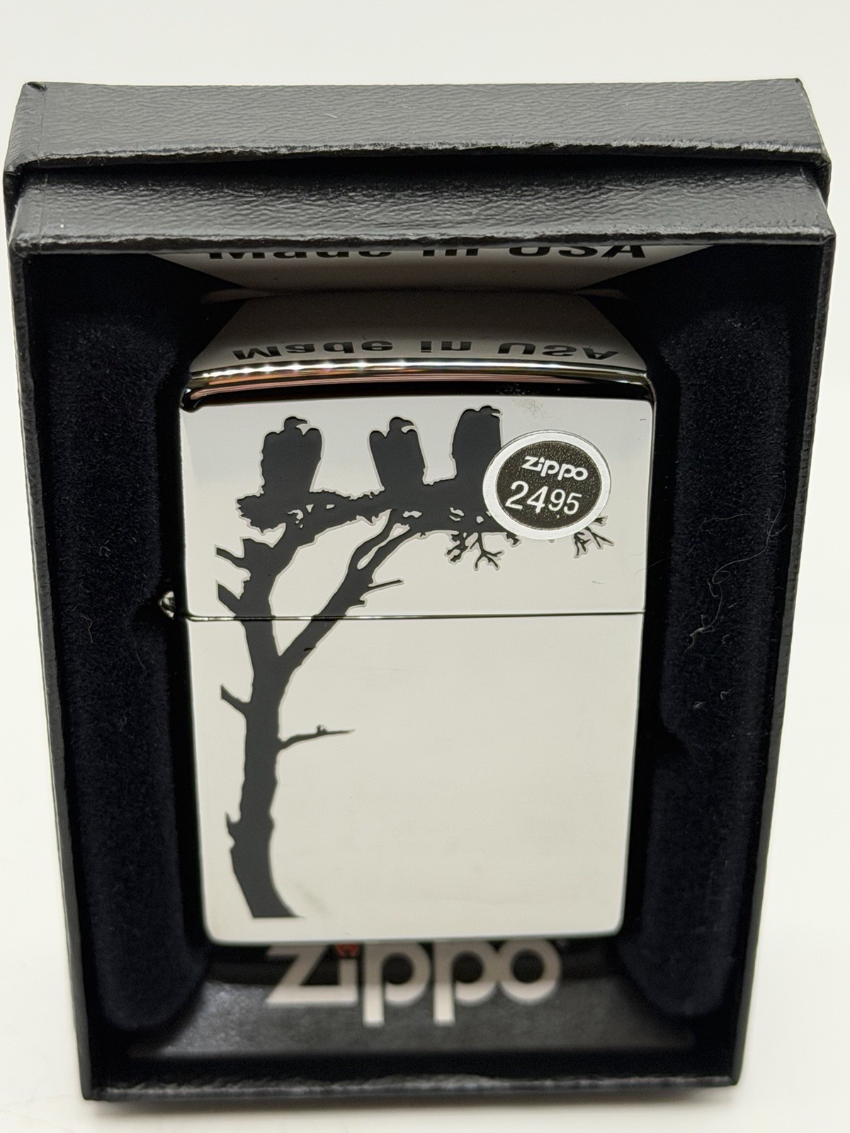 Vintage 2009 Vultures Perching On Tree HP Chrome Zippo Lighter New B5