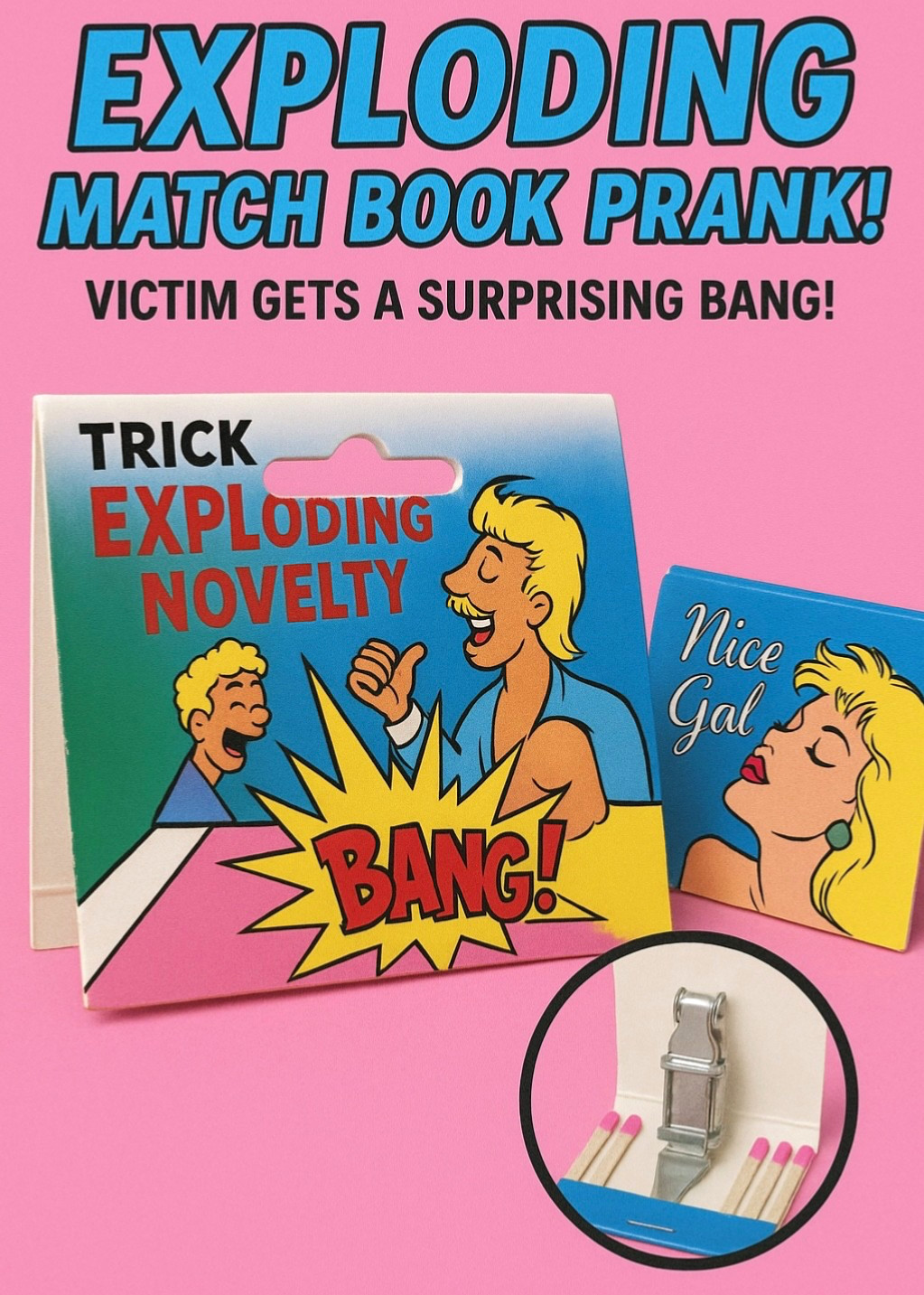 EXPLODING BOOK OF MATCHES Loud Bang Toy Smoker Match Pack Joke Gag Prank Magic