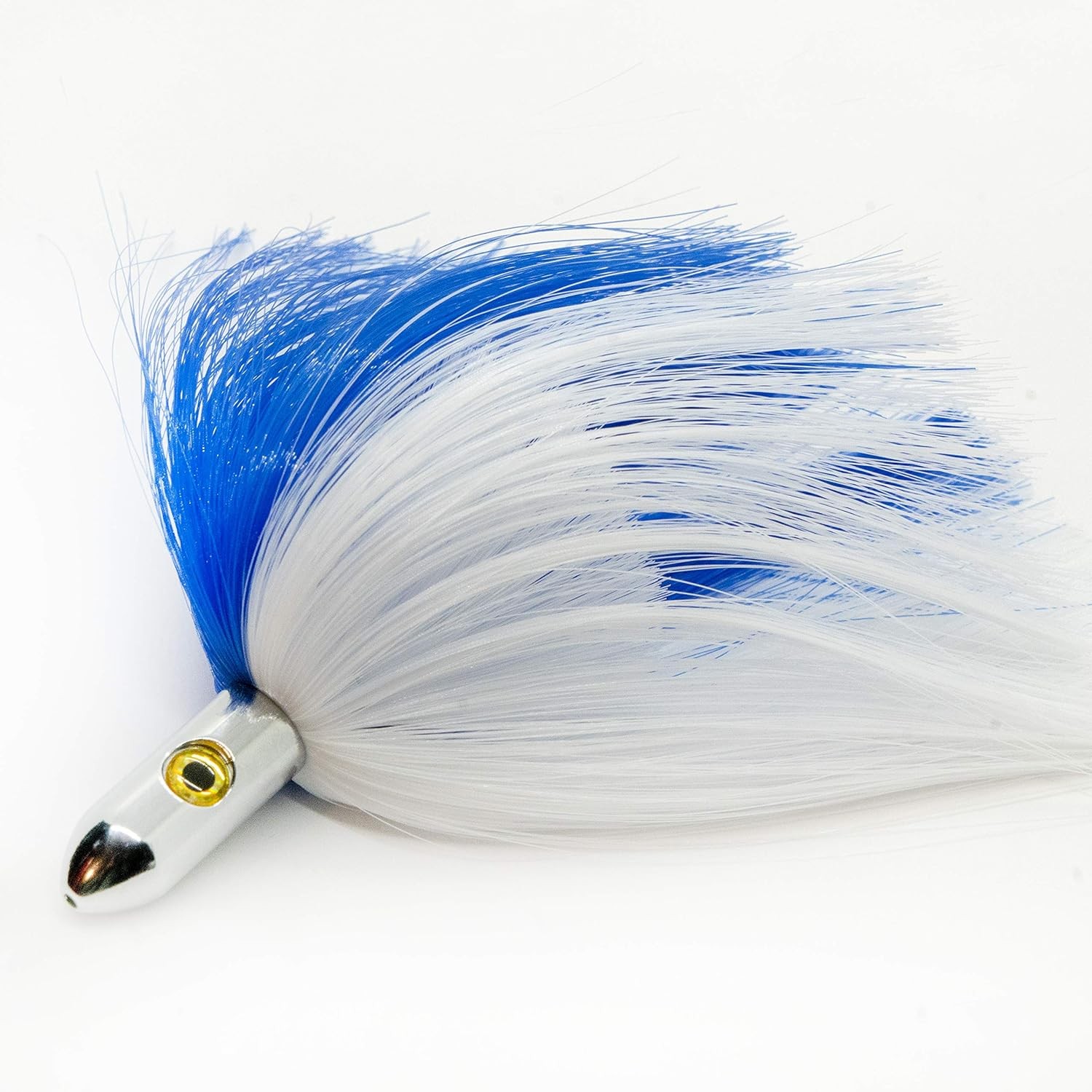 Chrome Head. Fishing Lure 7" Troll Over Ballyhoo. Catch Any Large, Blue/White
