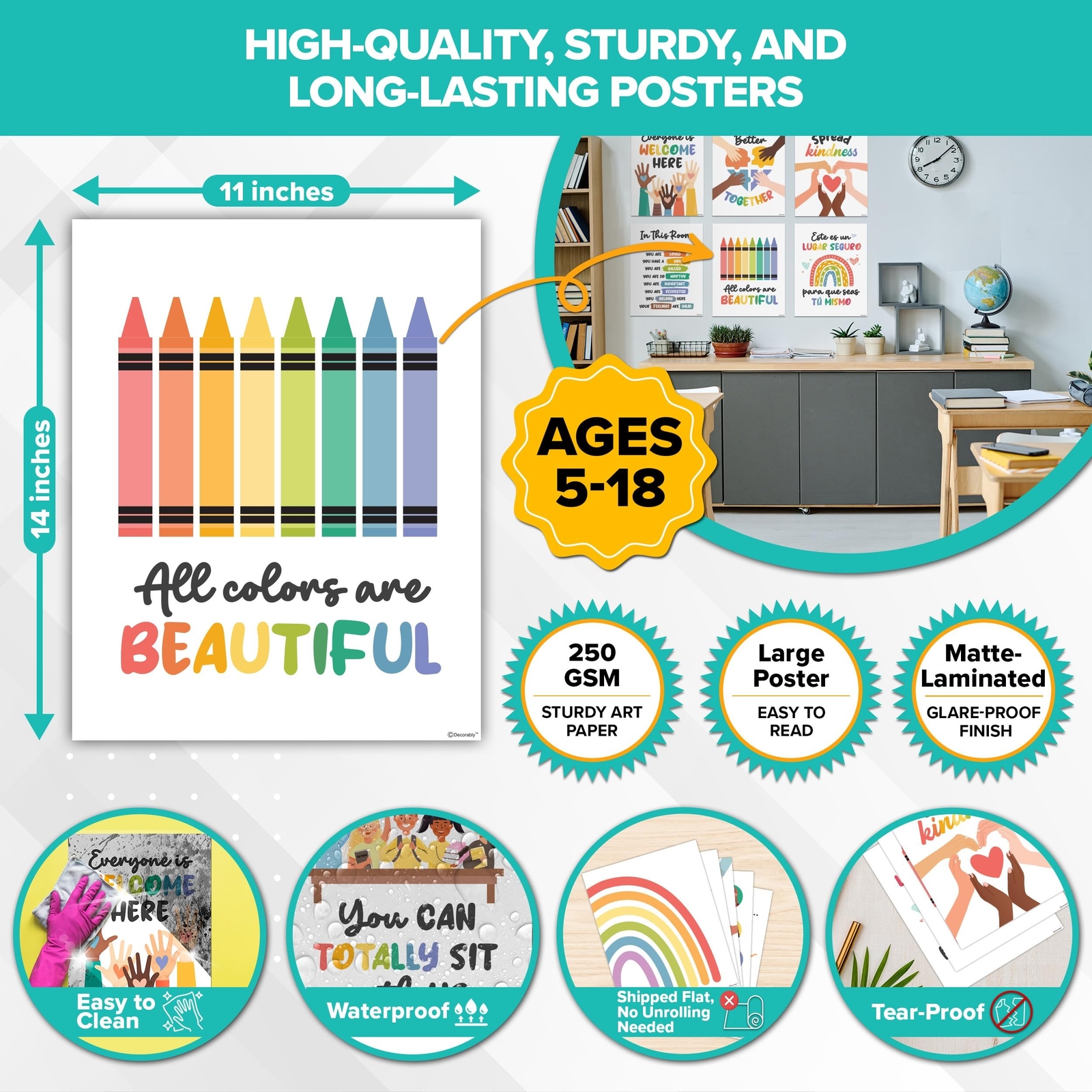 Decorably Diversity Posters for Classroom - 12 Inclusion Posters for Classroo...