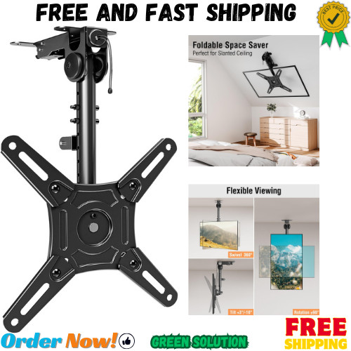 Flip Down Ceiling TV-Mount for14-40" - Manual Folding Height Adjustable 360° Swi