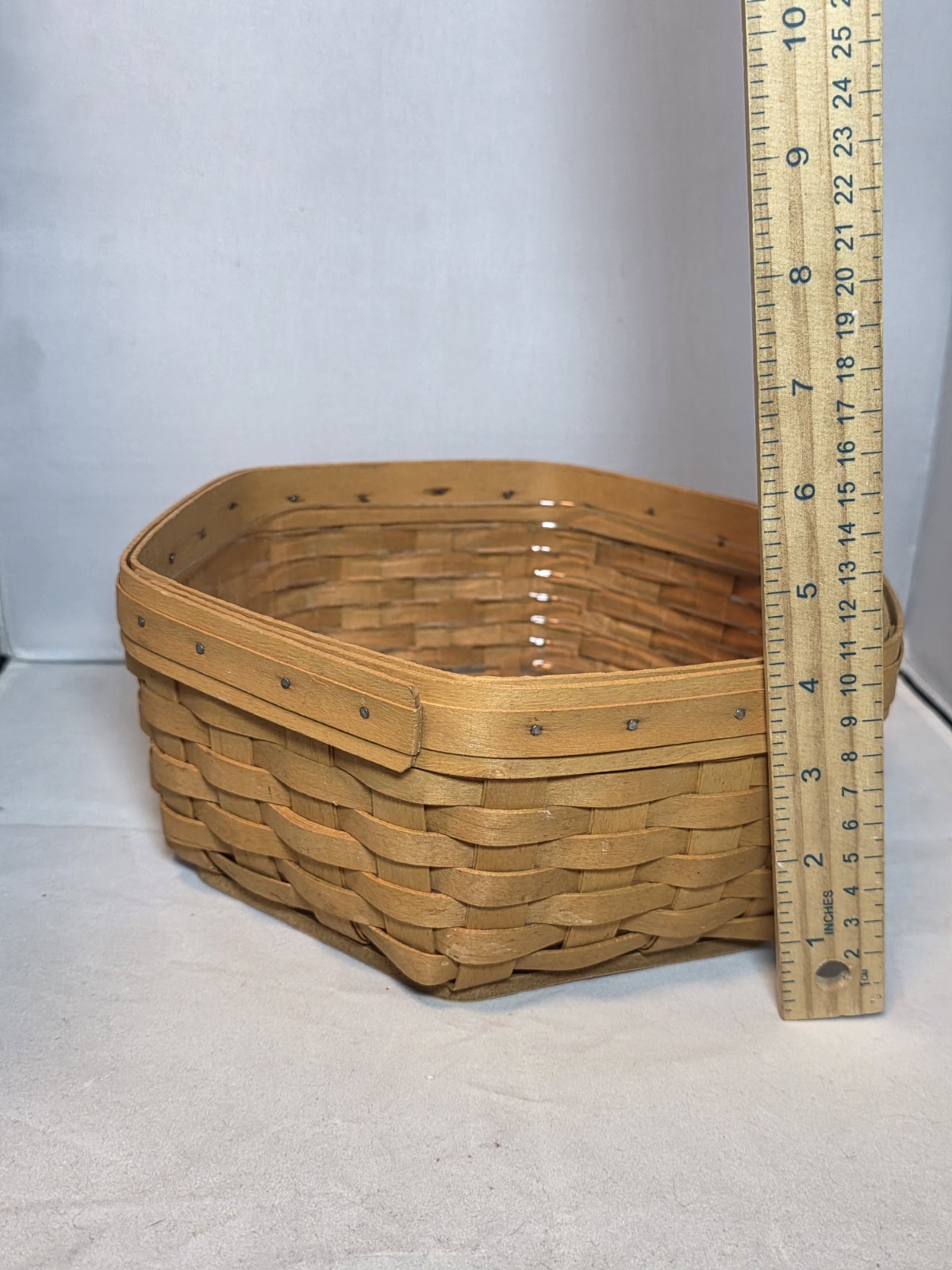 Generations Longaberger Hexagon Basket with Plastic Protector 4" height 9" Width