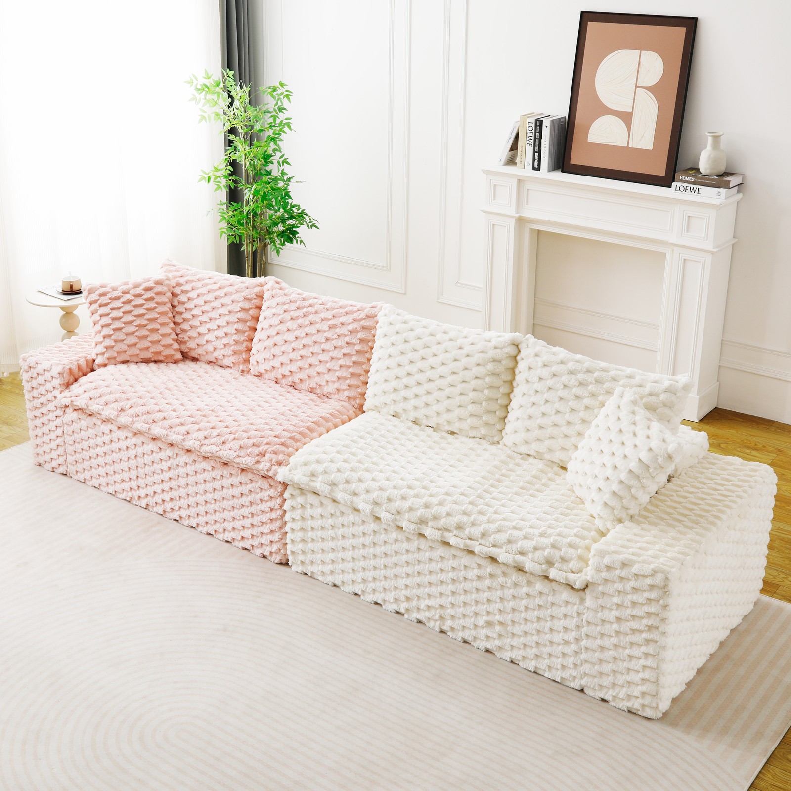 Luxury Color-Block Turtle Velvet Multifunctional Sofa - Arrangeable in Singl