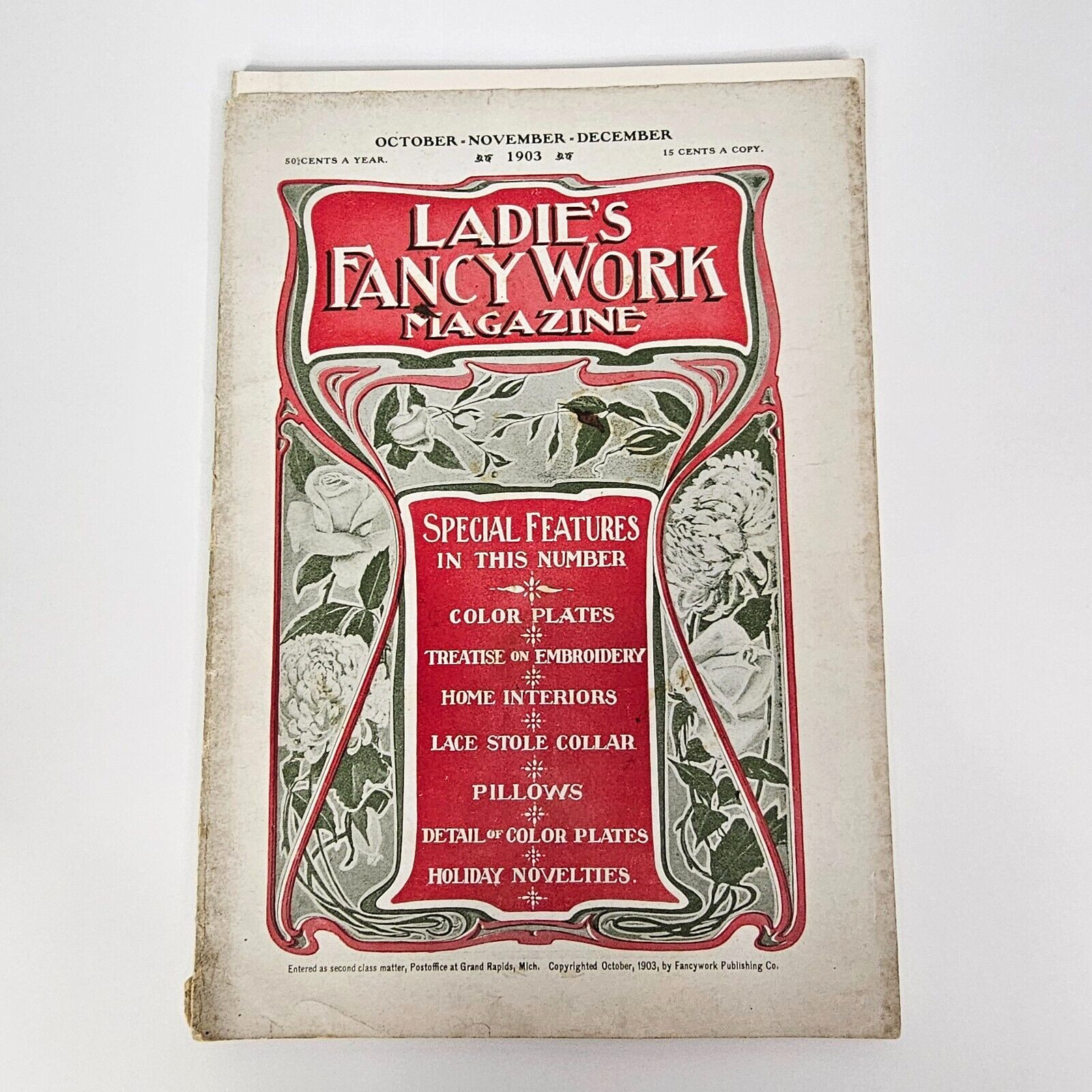 Antique 1903 Ladie's Fancy Work Magazine Advertisements Needlework Embroidery