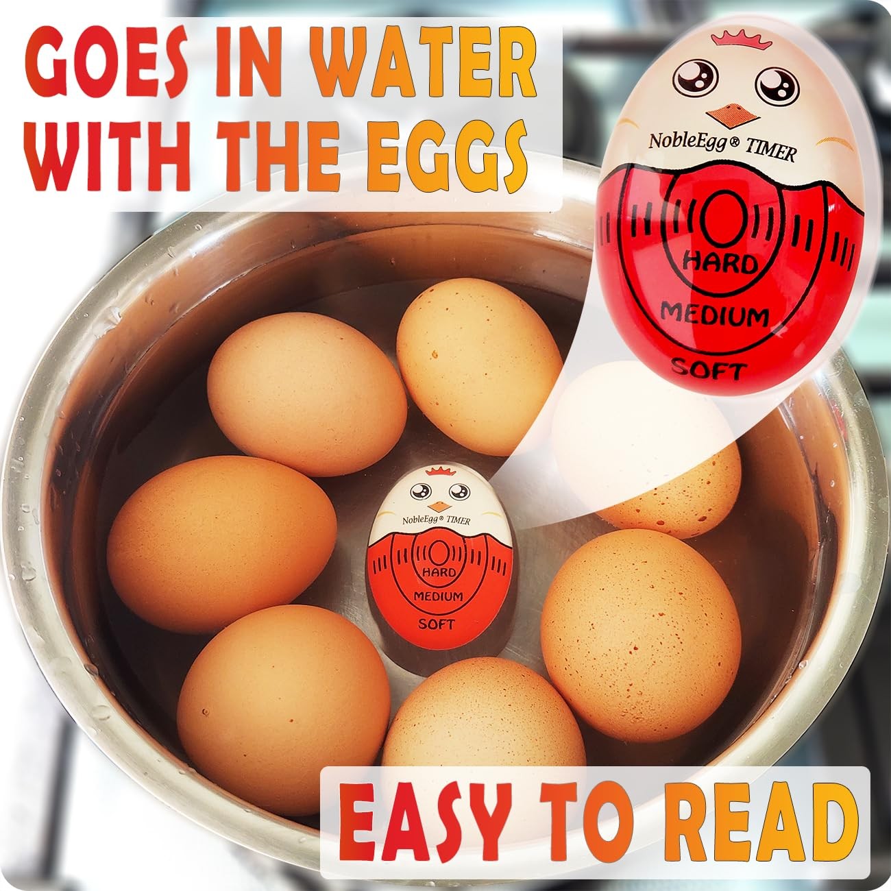 Egg Timer for Boiling Eggs, Soft Medium Hard Boiled Egg Timer that Changes Co...