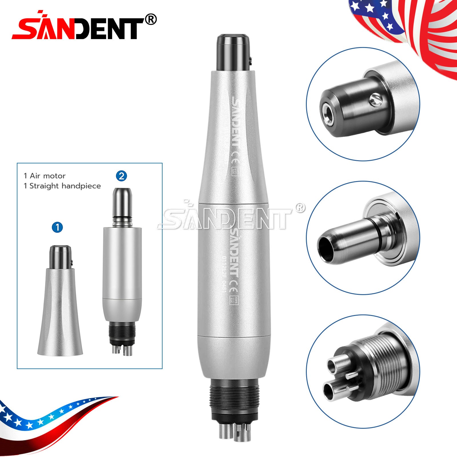 Premium Dental Hygiene Prophy Handpiece Air Motor 4 Holes WIth 4:1 Nose cone