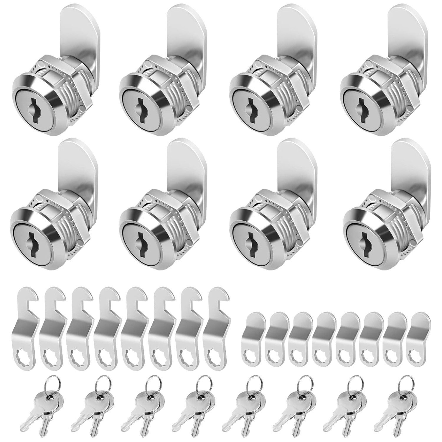 8 Pack of 5/8" Zinc Alloy Cam Locks - Keyed Alike for Mailbox and Toolbox