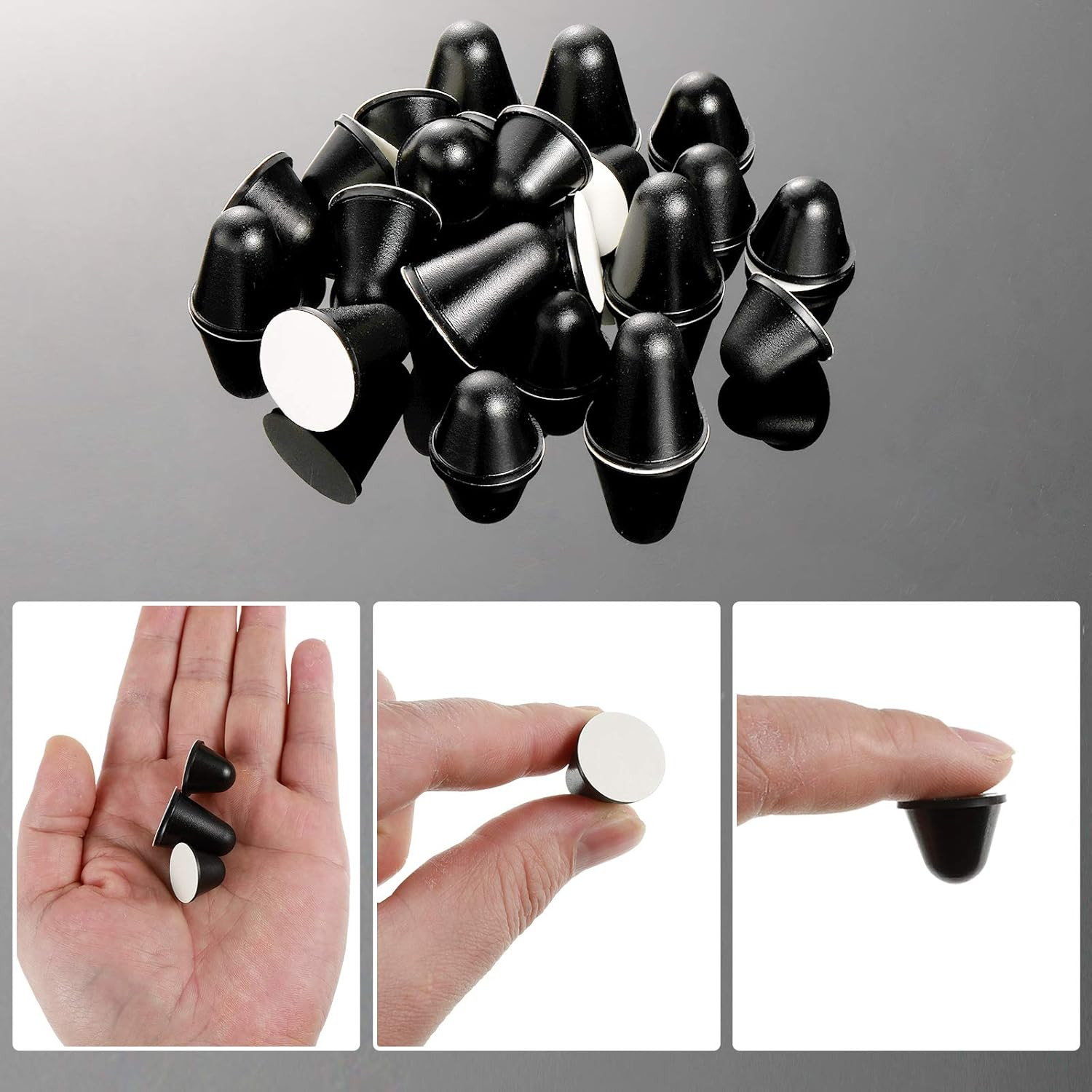Skylety 24 Pieces Black Conical Rubber Bumpers 3 Different Sizes Bumper Extender