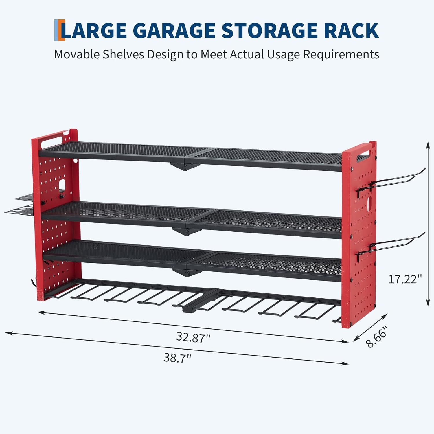 Power Tool Organizer Wall Mounted 4-Layer Drill Storage Rack w/ 8 Drill Holders