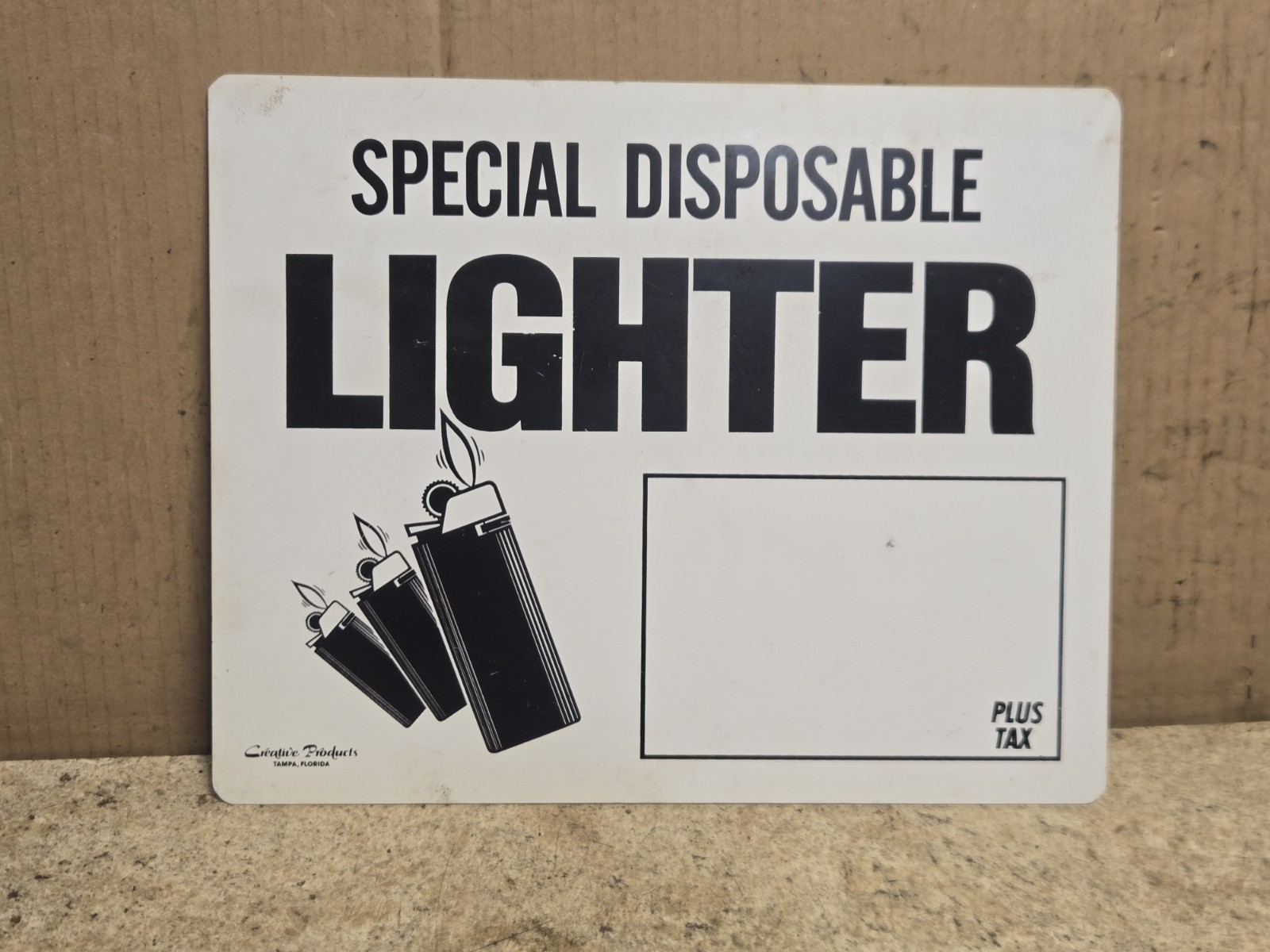 Vintage Retail Advertising Double Sided Disposable Lighter Price Sign 11 x 13