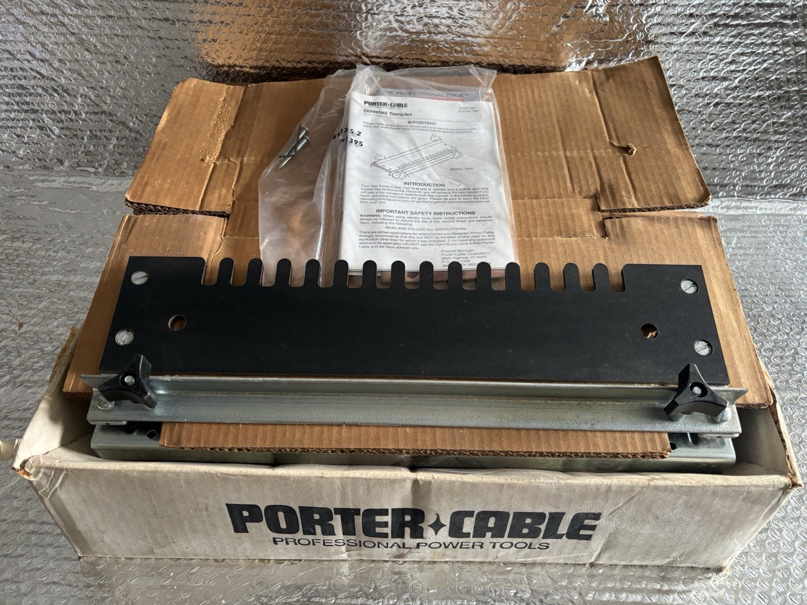 PORTER CABLE DOVETAIL TEMPLATE LG PROFESSIONAL,20” Box W/Instruct.Never set Up