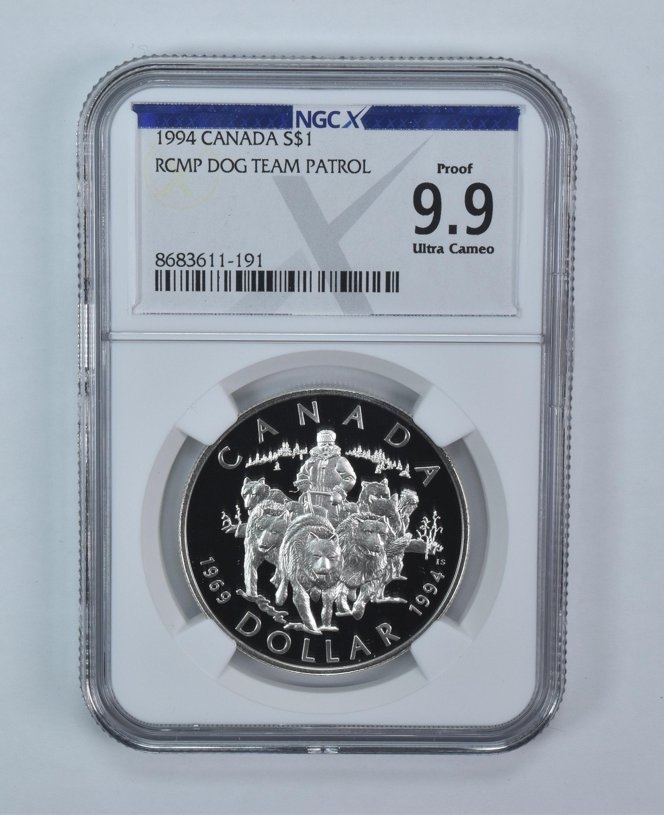 1994 Canada 1 Dollar Silver RCMP Dog Team Proof 9.9 UCAM NGC X NGCX