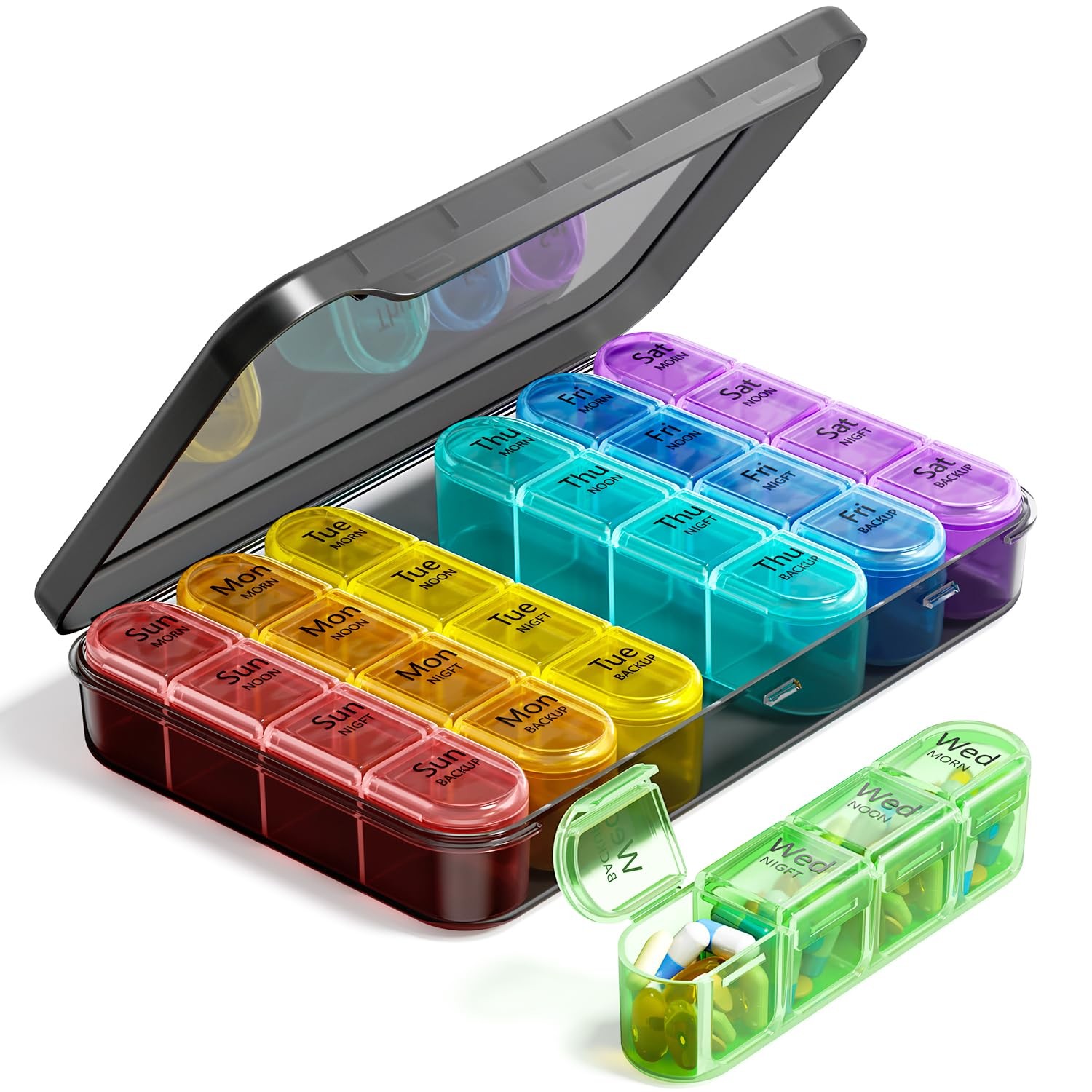 Weekly Pill Organizer 4 Times a Day, BPA Free Daily Pill Box 7 Day, Large Tra...
