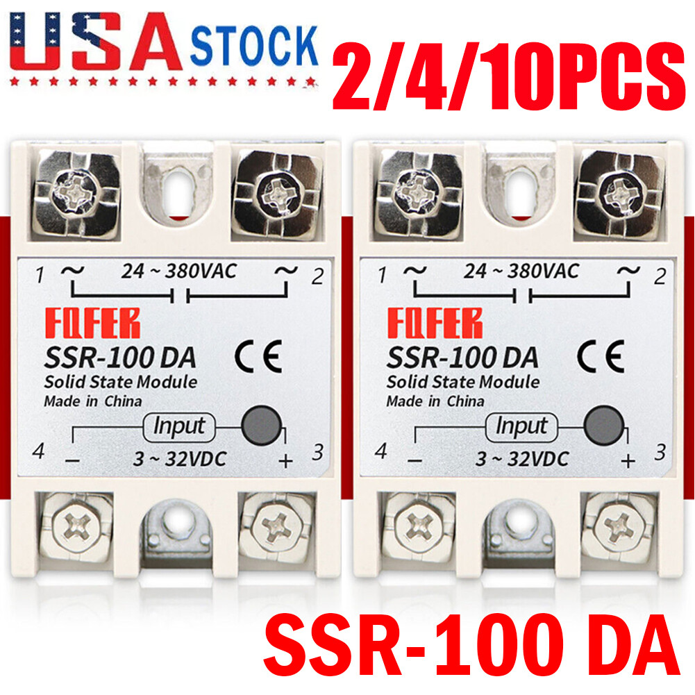 2-10 PCS Single Phase Solid State Relay Module DC-AC SSR 100DA 3-32VDC 24-380VAC