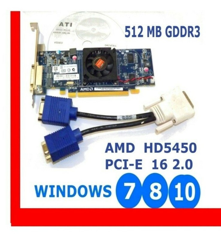 RETRO✔️Dual VGA Ports✔️Windows 10-8-7- XP-2000 ✔️PCI-E 16x Video Card for Towers