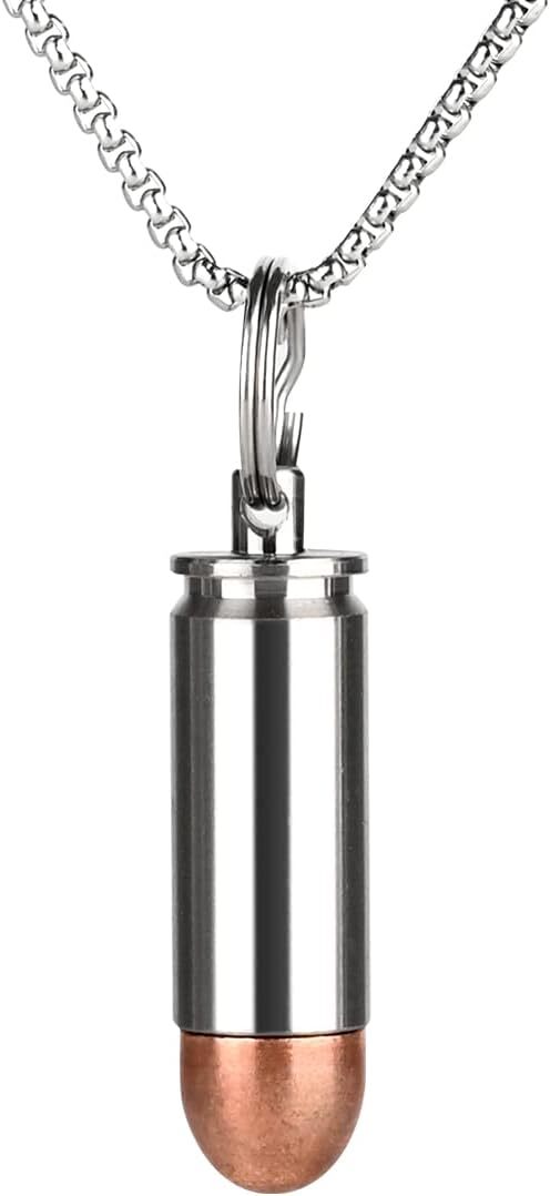 Small Pill Box Titanium Pill Fob Necklace Bullet Nitro Mini Waterproof Pill H...