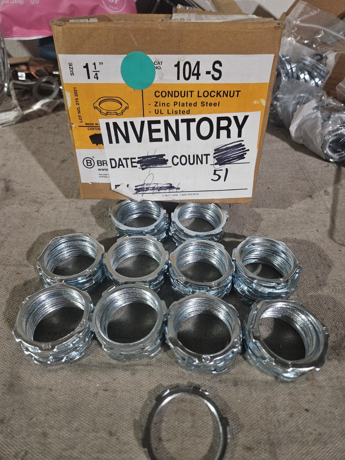 Bridgeport 104-S Conduit Locknut Zinc Plated Steel 1-1/4" (Box of 51)