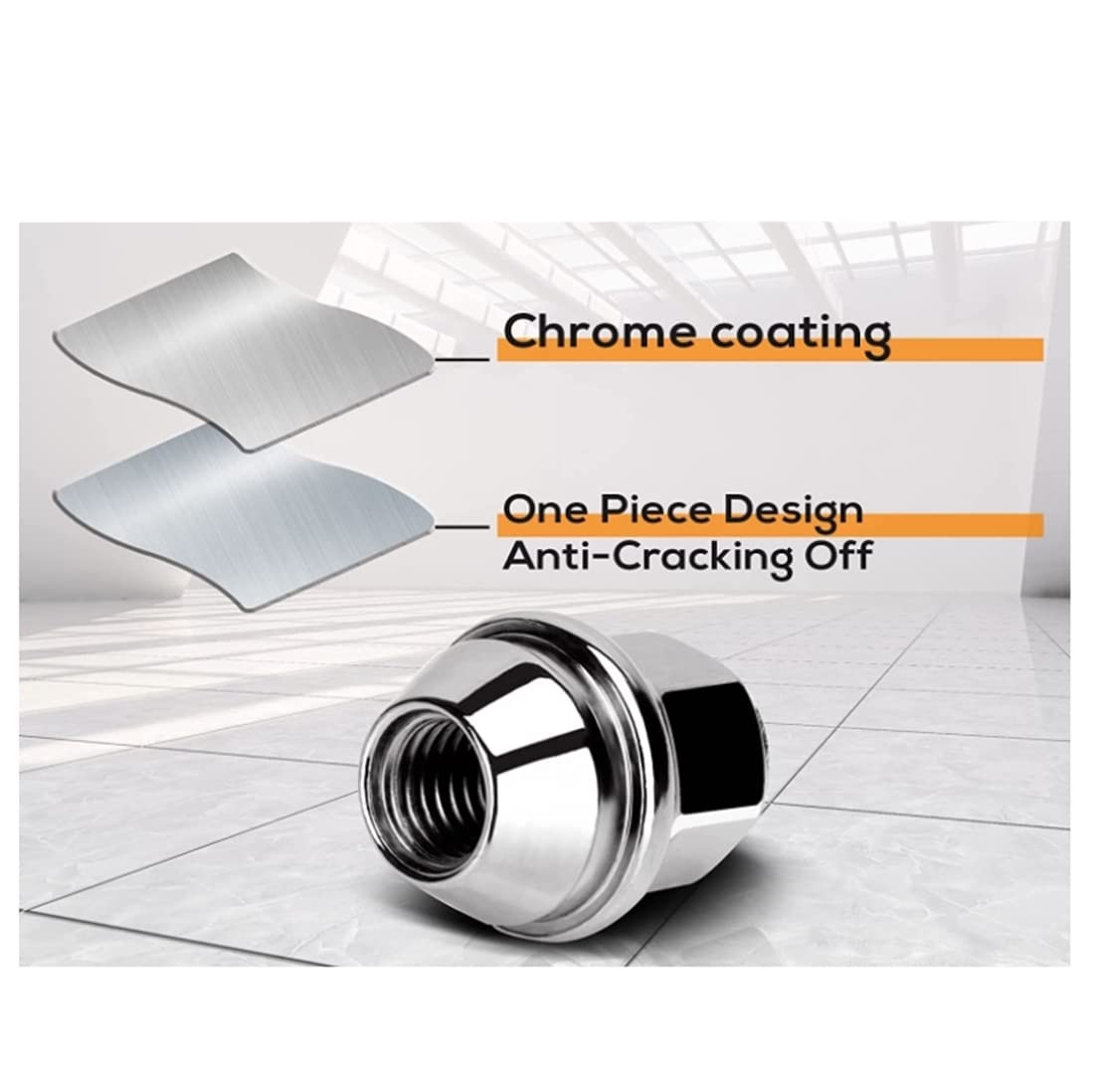Chrome Wheel Lug Stud Nut Set for 20062021 Ford Focus, Fusion, Escape 4PCS