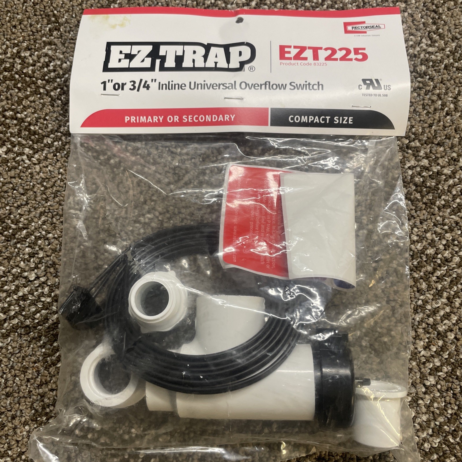 EZT225 Inline Universal Overflow Switch EZTrap #83225 3/4" or 1"