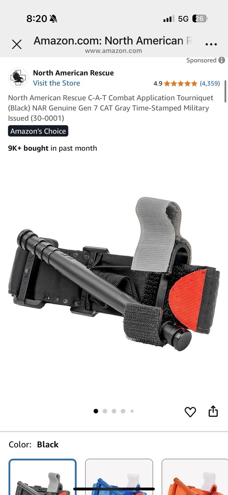 3 Pcs Adjustable Nylon Strap with Rod Handle – Black Utility Band 止血带