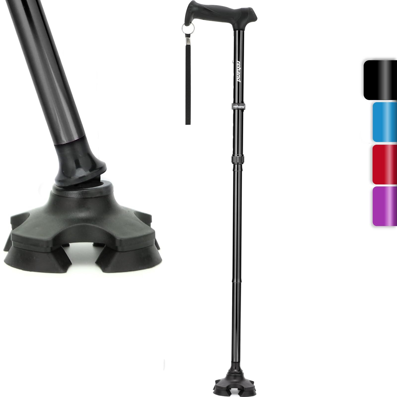 Walking Cane for Men & Women - Foldable Adjustable Lightweight Self Standing ...