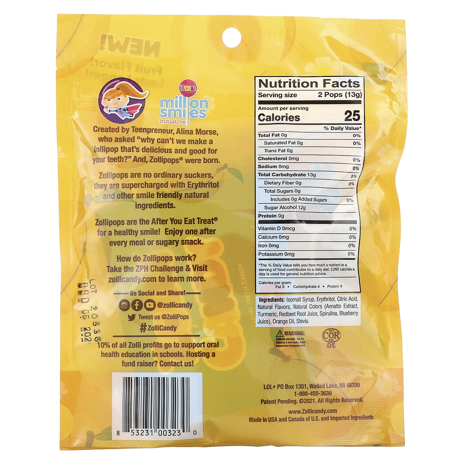 The Clean Teeth Pops, Peach, 3.1 oz