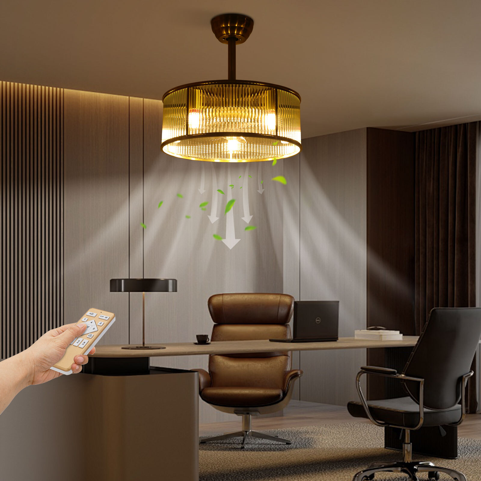 18 Inch 110V Gold Ceiling Fan Lamp Ceiling Fan Light With Remote Control US